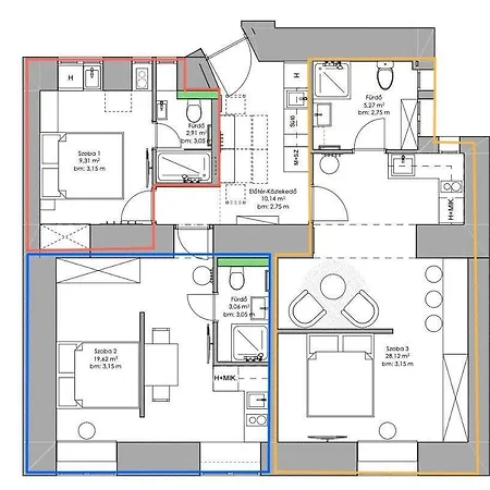No 9 - 3 Suites, 3 Private Bathrooms&parking Budapest